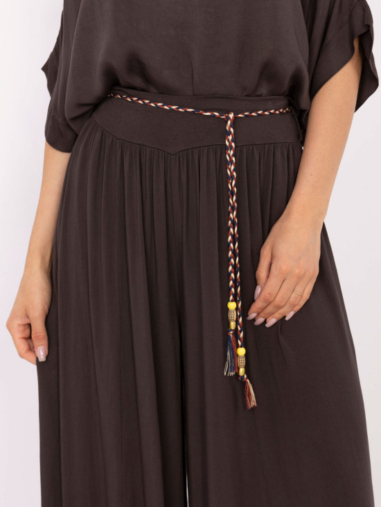 Elegante Palazzo-Hosen in Dunkelbraun