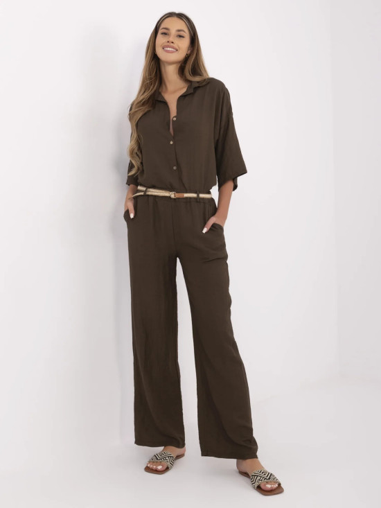 Elegante braune Hose mit hohem Bund