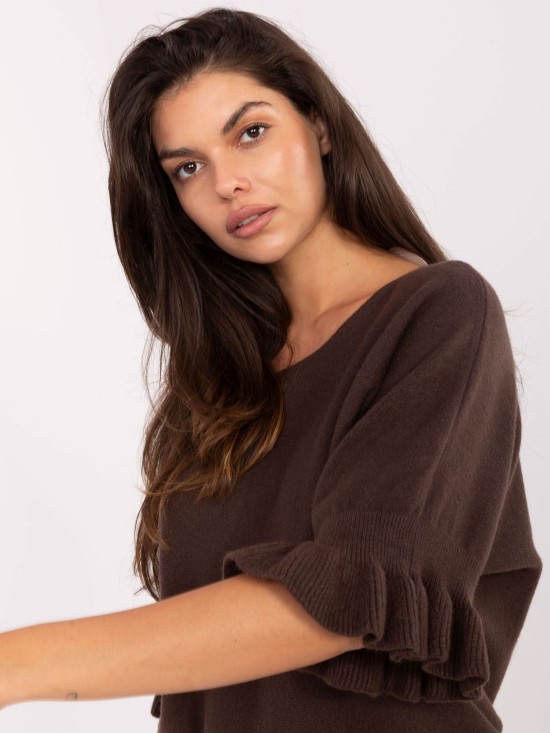 Eleganter brauner Pullover mit 3/4-Ärmeln