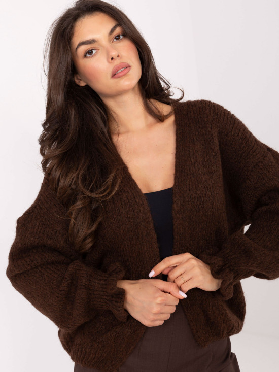 Brauner Cardigan mit Volant