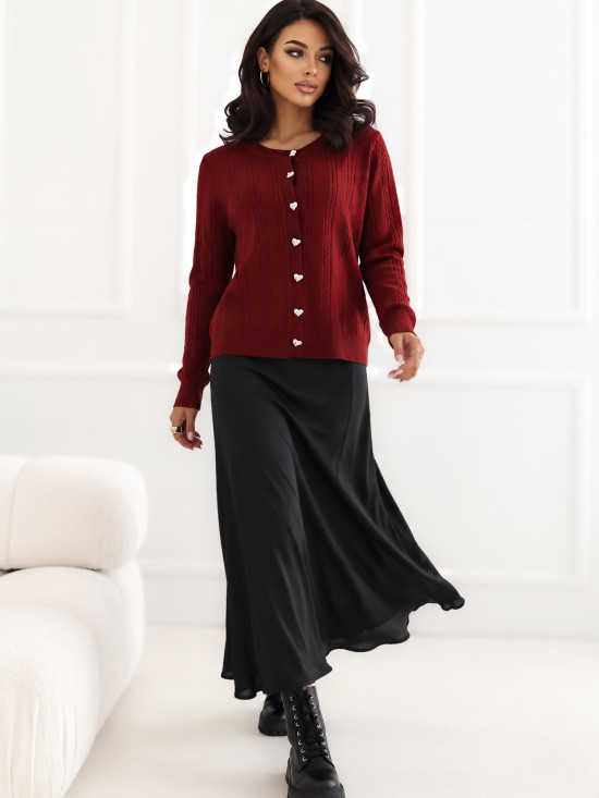 Eleganter roter Pullover mit Rundhalsausschnitt