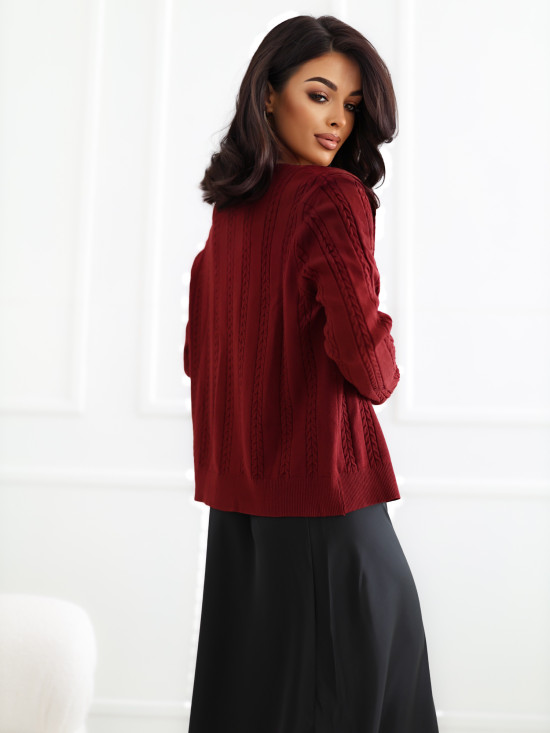 Eleganter roter Pullover mit Rundhalsausschnitt