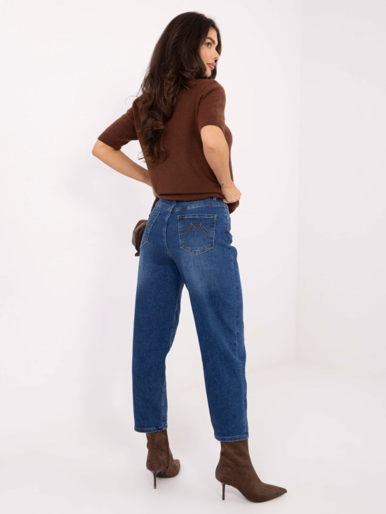 Damen Mom Jeans mit hohem Bund in Dunkelblau
