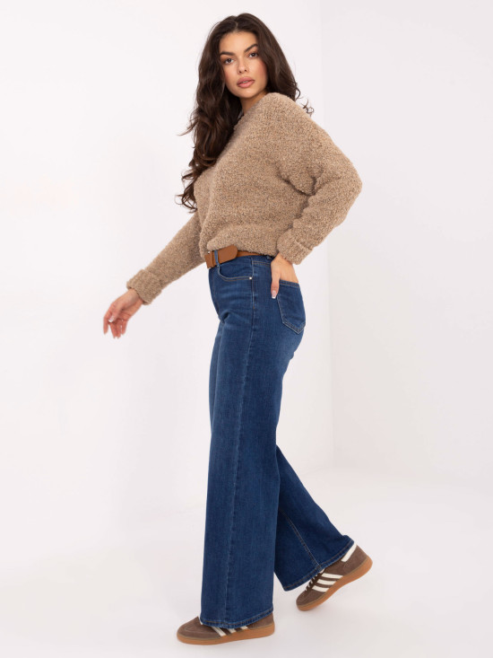 Damen-Jeans in Dunkelblau mit geradem Bein und hohem Bund