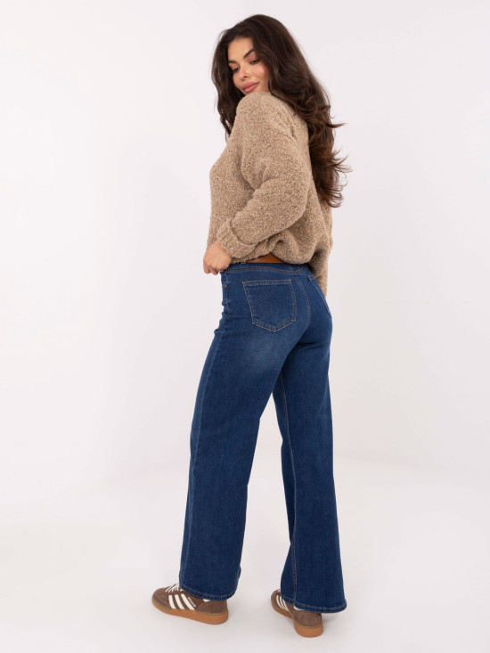 Damen-Jeans in Dunkelblau mit geradem Bein und hohem Bund