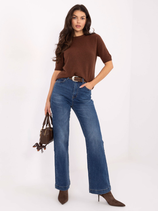 Damen Straight-Leg Jeans mit hohem Bund, dunkelblau