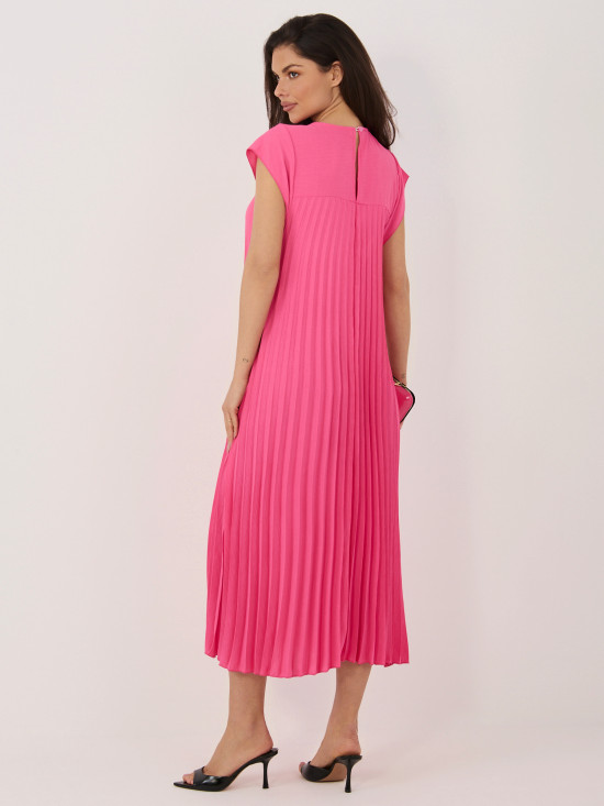 Elegantes rosafarbenes Midi-Kleid mit Taschen