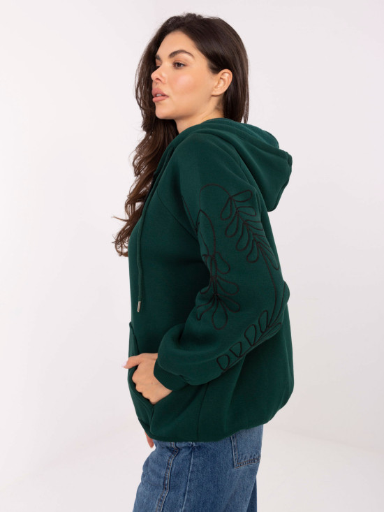 Grünes Kapuzen-Sweatshirt mit Stickerei