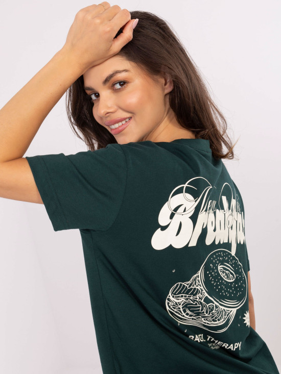 Stylisches T-Shirt in Dunkelgrün mit Druck
