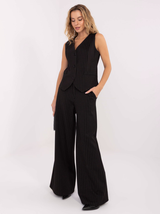 Elegante schwarze gestreifte Weste mit Futter