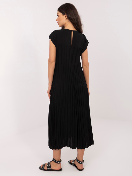 Schwarzes Midi-Cocktailkleid mit Taschen