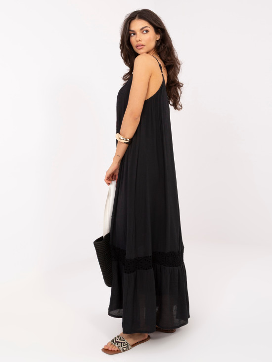 Schwarzes Maxi-Sommerkleid mit Trägern