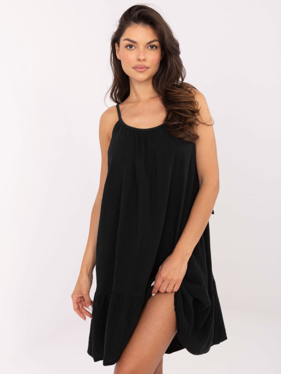 Sommerliches ausgestelltes Kleid in Schwarz