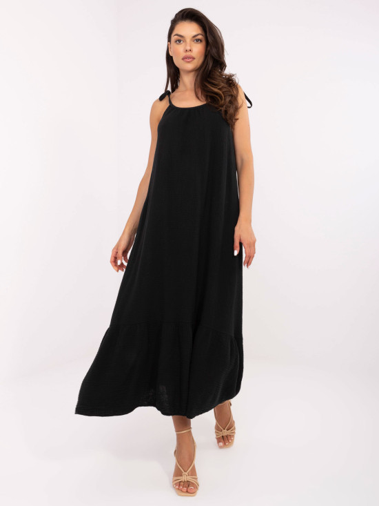 Sommerliches ausgestelltes Kleid in Schwarz