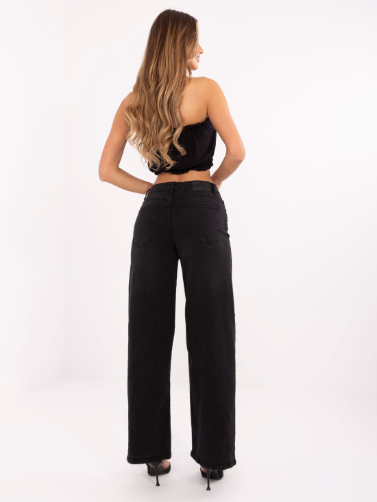 Schwarze Wide-Leg-Jeans mit hohem Bund