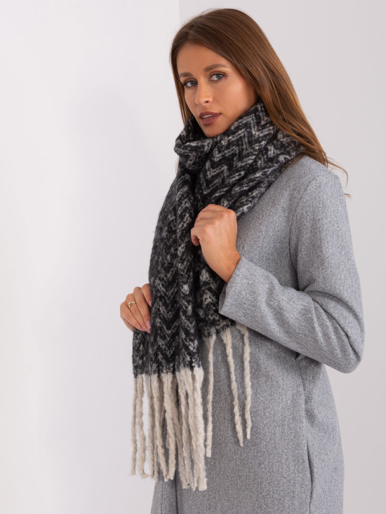 Schwarz-beige geometrischer Schal