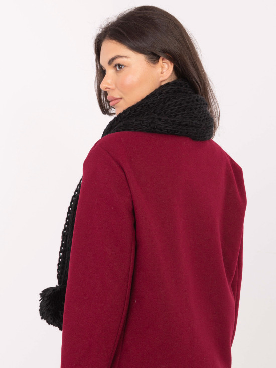 Schwarzer Acryl-Schal mit Bommel