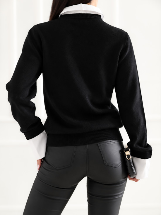 Eleganter schwarzer Polo-Pullover