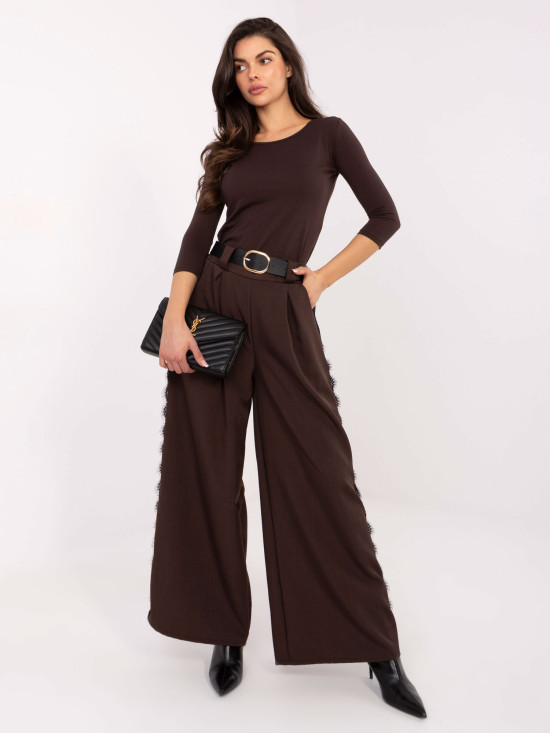 Braune Baumwollbluse mit 3/4-Ärmeln