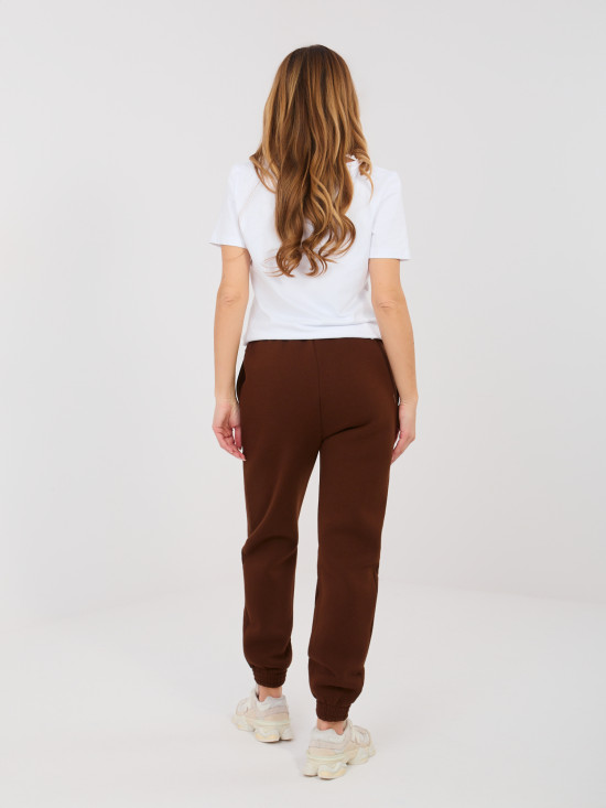 Damen-Sweatpants mit hohem Bund, braun