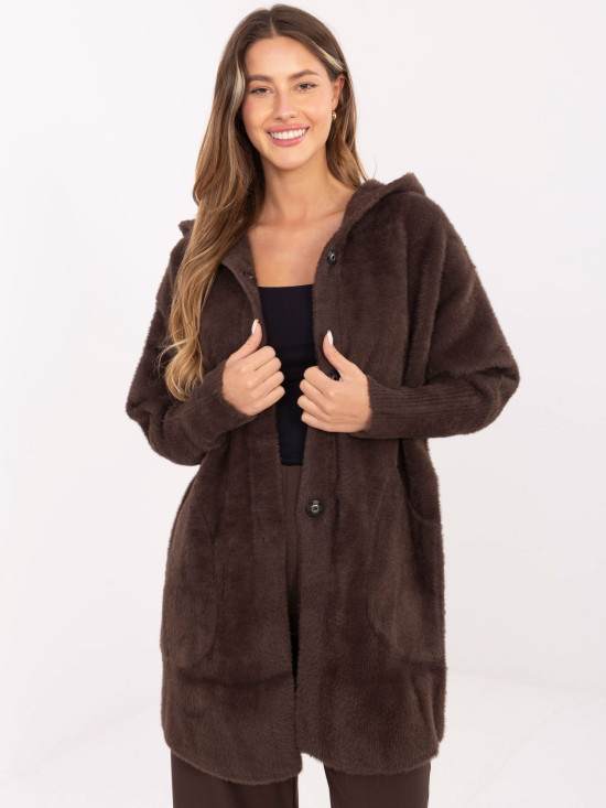 Damen Übergangsmantel mit Kapuze in Braun