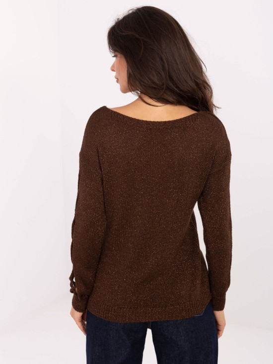 Eleganter brauner Pullover mit Rundhalsausschnitt