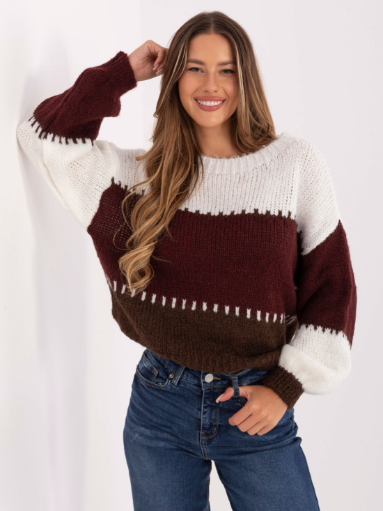 Gestreifter Pullover in Bordeaux