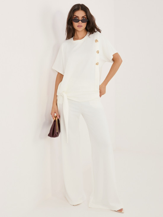 Elegantes Set Bluse und Hose ecru