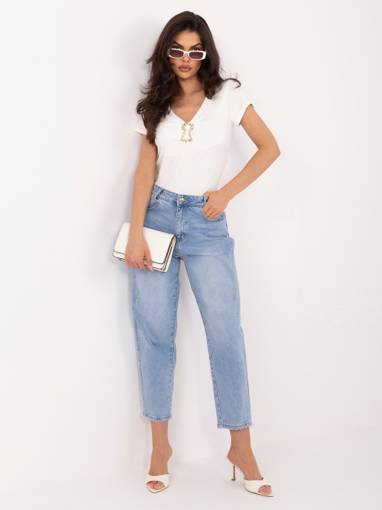 Elegante Bluse mit V-Ausschnitt in Ecru