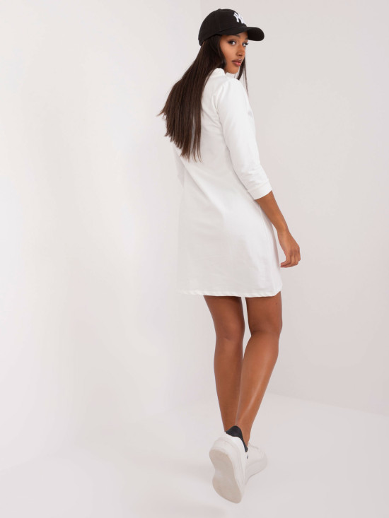 Weißes Baumwoll-Minikleid mit 3/4-Ärmeln