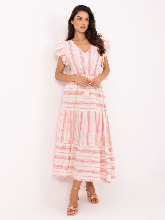 Weiß-rosa ausgestellte Kleider