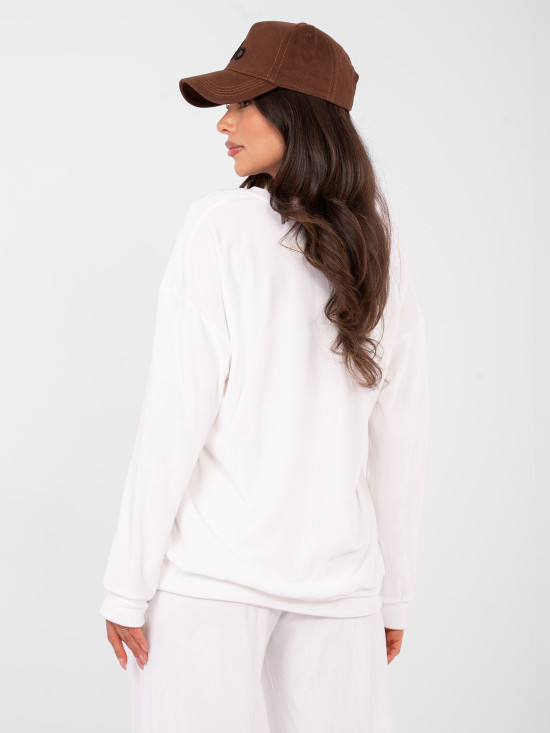 Damen-Set in Ecru mit langen Ärmeln und Zierdetails