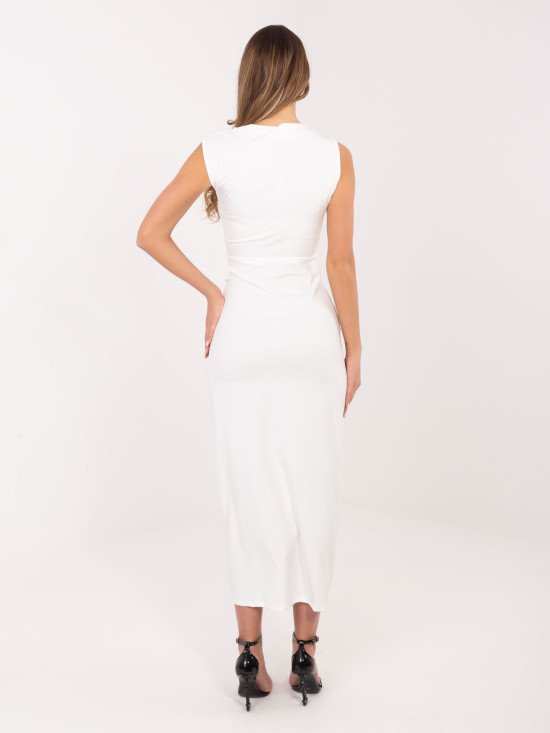 Elegantes Midi-Kleid mit Wasserfallausschnitt, ecru