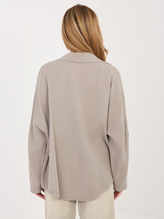 Beigefarbenes Baumwollhemd mit Kragen