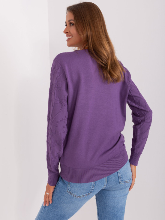 Lila klassischer Pullover mit Rundhalsausschnitt