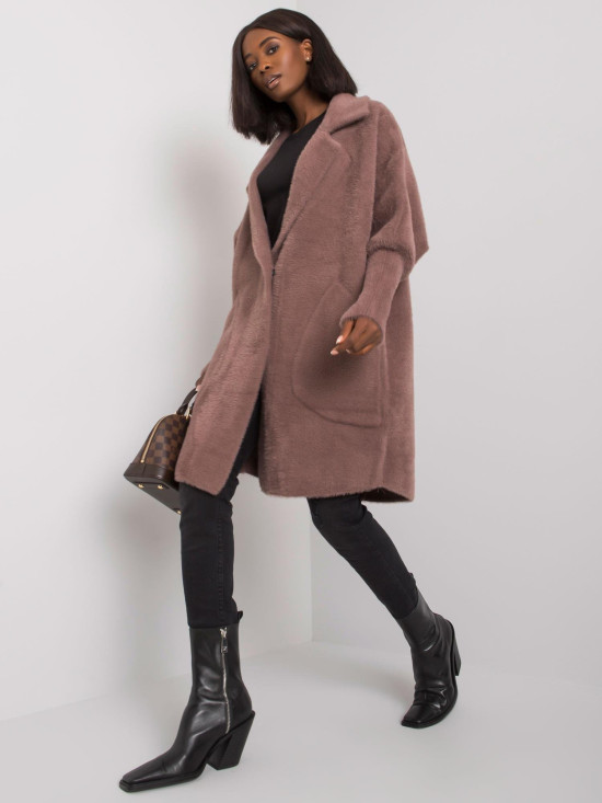 Lila Alpaka Fluffy Mantel