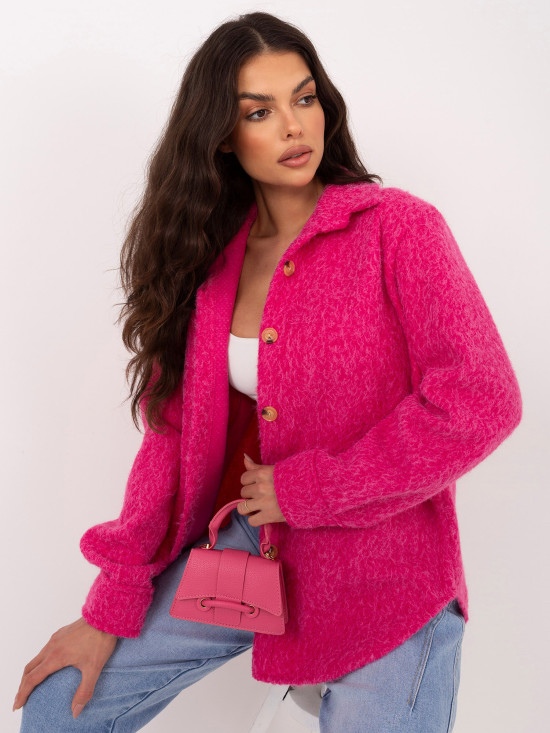 Modische fuchsiafarbene Übergangsjacke mit Kragen