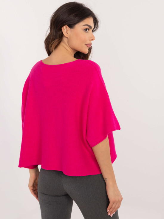Eleganter fuchsiafarbener Pullover mit 3/4-Ärmeln