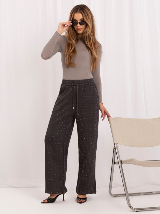 Grafitfarbene weite Sweatpants mit Applikation