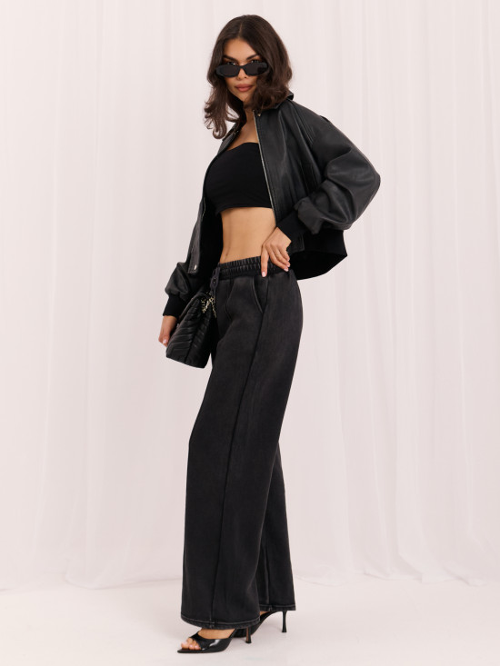 Graue Wide Leg Jogginghose