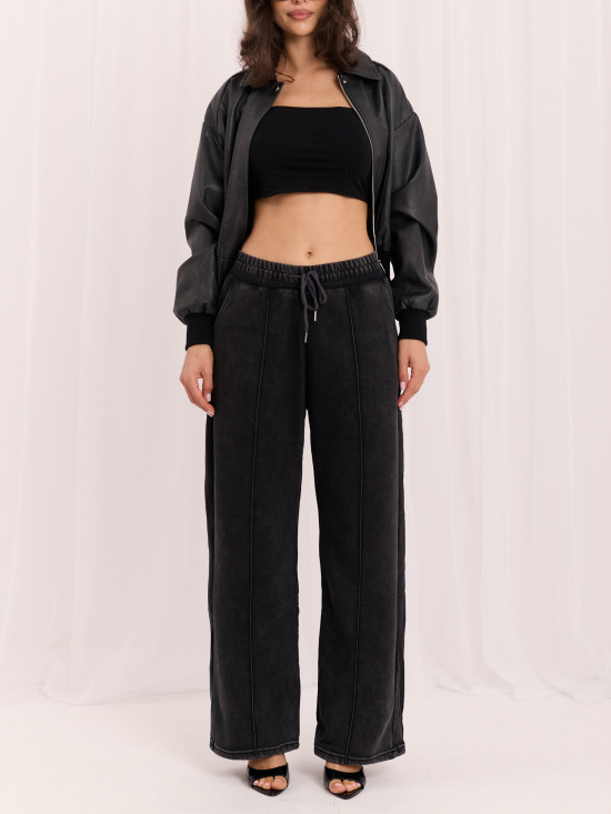 Graue Wide Leg Jogginghose