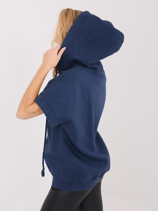 Moderne blaue Kapuzen-Sweatshirtjacke mit Reißverschluss