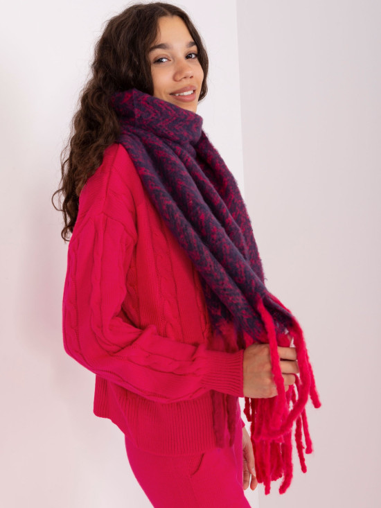 Damen Schal in marineblau-rosa mit geometrischem Muster