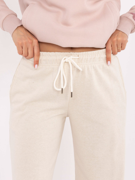 Beige Damen-Sweatpants mit Seitentaschen
