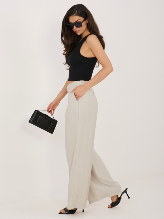 Beige Palazzo-Hose aus Viskose