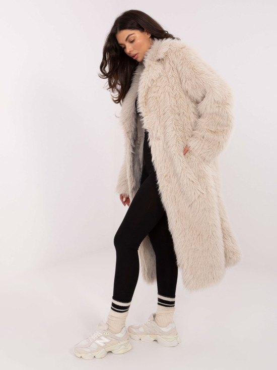 Eleganter Damenmantel in Beige mit Futter