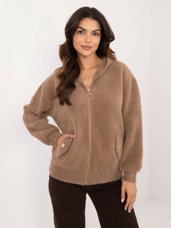 Beige Winterjacke mit Kapuze