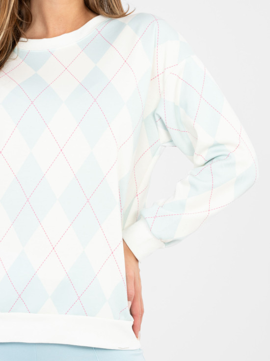 Damen-Sweatshirt in Mint mit geometrischem Muster