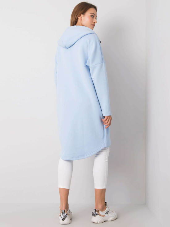 Hellblaue lange Kapuzen-Sweatjacke