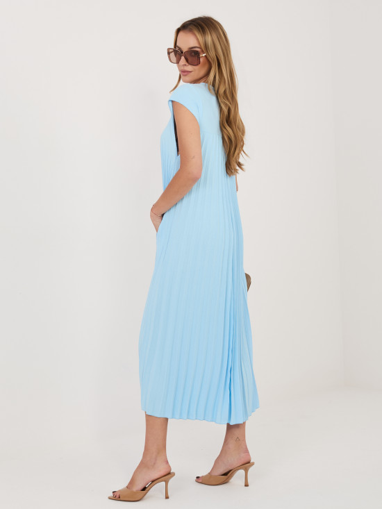Blaues Midi-Cocktailkleid mit Taschen